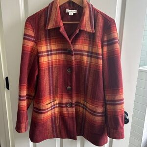 EUC Coldwater Creek size S  6/8 burnt orange plaid jacket. Lined.  Fits roomy
